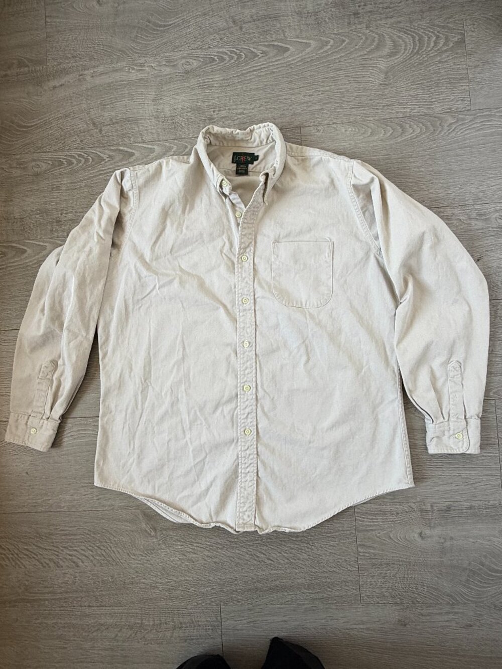 J.Crew Men’s Cream Cotton Button-Up Shirt Large